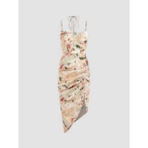 하와이원피스 동남아 휴가 제주도 원피스 일루전 플로럴 주름 홀터 미디 드레스 157692