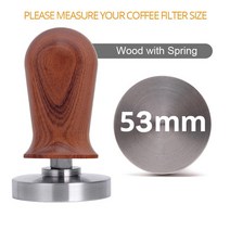 바리스타 에스프레소 커피 탬퍼 플랫 베이스 실리콘 커피 탬퍼 매트(51 53 58mm), 53mm 나무 스프링