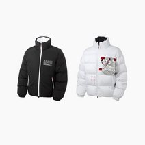 코오롱스포츠 남녀공용 리버서블 다운 자켓 점퍼 블랙 화이트 탈부착 스트링포켓 양면패딩 TLJDW20895BLK