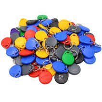 100pcs 방수 125KHz RFID 태그 근접 RFID 카드 Keyfob 열쇠 고리 액세스 제어 스마트 카드 색상 ID 키 체인스마트 카드 컬러 ID 키 체인, mixed color