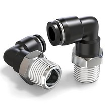 TAILONZ PNEUMATIC 수 엘보 1cm(3/8인치) 튜브 OD x 1cm(3/8인치) NPT 스레드 푸시 투 커넥트 피팅 PL-3/8-N3 (5팩), 5