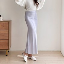 봄 무지 기본 심플룩 40대 미시 엄마옷 키큰여자 폴리 스판 머메이드 H라인 롱 스커트