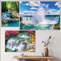 풍수인테리어 액자 돈이 모이는 폭포수그림, 06_천연 폭포수, 알루미늄 골드, A1(594x841)mm 사이즈