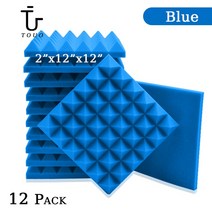 가설방음벽 TOUO어쿠스틱 폼 12 Pcs 스튜디오 흡음 소재 피라미드 방음 패널 도어 벽 절연 난연제 방음성, Blue+High Density+12 Pcs With