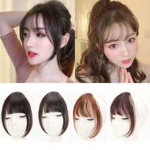 앞머리 붙임머리 부분가발 똑딱이 자연스러운 가발, 다크브라운