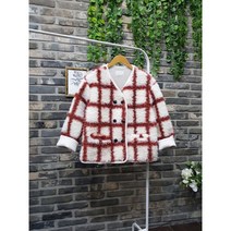 체크 양털 뽀글이 무스탕 자켓