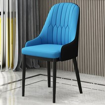 식탁의자 식당 의자 홈 모던 미니멀리스트 라이트 럭셔리 등받이 레저 식탁과 의자 커피 의자 북유럽 의자, 업그레이드 된 검은 다리 ~ 레이크 블루 + 블랙