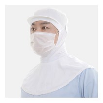 HACCP 해썹 3단 위생모자 면 쿨스판 아쿠아 식품 공장 위생모 헤어캡 조리모 주름형 라운드캡 가공 조리사, 일체형, M