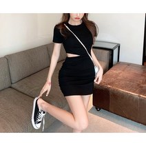 [꾸안꾸] 여성용 원피스 옆트임 반팔원피스 여름원피스 데일리룩