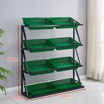 과일 야채 진열대 매대 선반 슈퍼마켓 야채가게 수납정리, 블랙 4단