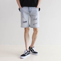 모룸 빈티지 연청 덧댐 데미지 찢청 청반바지 M1429