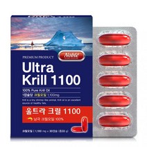 노블 울트라 크릴오일 1100mg 고함량 캡슐 인지질 아스타잔틴 오메가3 남극 크릴새우 추출물 농축 엑기스 혈중 콜레스테롤 감소 어유 EPA DHA 고농축 알약 붉은 오일 혈관 건강식품 혈관청소 친수성 친유성 뉴질랜드, 1,100mg x 30캡슐, 1박스