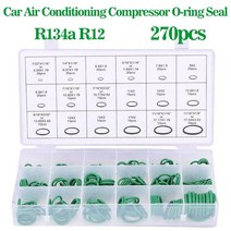 자동차 보라색 에어컨 O 링 세트 씰 키트 R134a R12 HNBR 고무 구색 수리 도구 A/C 시스템, green 270 pcs