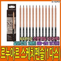 마르코 [마르코] 르누아르 스케치펜슬 낱색(1다스) 2H~8B 소묘연필 연필 스케치 뎃생 소묘 스케치연필 미술재료 미술연필, 4B(1다스)