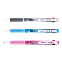 마이펜 세이프티 클립 3색 유성 볼펜 국산 삼색 1타스, 0.7mm x Pink