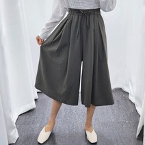 더탑 여성용 여름 린넨 와이드 치마 바지