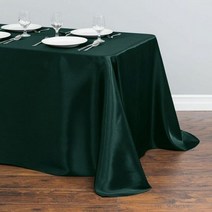 식탁보 테이블보 방수 미니 원탁 새틴 테이블 오버레이 커버 직사각형 실키 천으로 파티 휴일 저녁 결혼식 연회 장식, Forest Green, 228X396cm