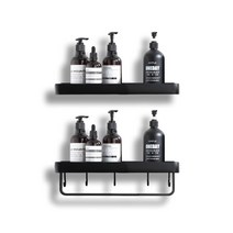 무타공 욕실 용품 화장실 선반 세트, 40cm (일반형 선반 + 수건걸이형 선반/후크5개)