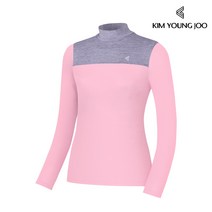김영주 여성 배색 반폴라 하프 긴팔 티셔츠