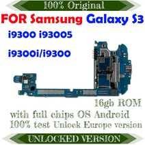 휴대폰 자가수리 메인보드 갤럭시 아이폰 삼성 S3 i9300 i9305 I9300I I9301I 용 100 오리지널 메인 보드 칩 로직 보드가 있는 언락 마더 16GB, 3.I9300II9301I