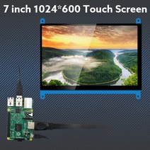 휴대용 모니터 7인치 터치 스크린 패널 IPS 라즈베리 디스플레이 LCD DIY 모니터 정전식 HDMI 1024x60, 한개옵션0