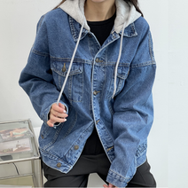 바이건 루즈핏 데님 후드 탈부착 청자켓 [두께감 UP]