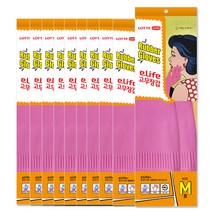 롯데 이라이프 고무장갑 M, 핑크, 10개, 중(M)