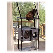 K&H PET PRODUCTS EZ Mount 펜트하우스 타운하우스 4 선반 창문 마운트 캣트리 고양이 가구 1279153, Townhouse
