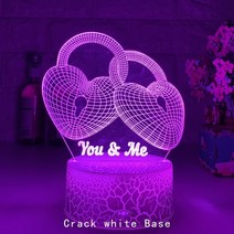 3D 홀로그램 팬 프로젝터 디스플레이 로맨틱 3d 밤 램프 심장 아크릴 레이저 조각 대, 크랙 화이트, 16색 리모컨, 협력사