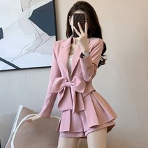 핑크 블레이저 수트 2 피스 의상 여성 2 피스 세트 여름 여성맞춤정장 미니멈정장세트 홈쇼핑 여성 정장 세트 여성 정장 브랜드 트위드 투피스 하객룩 키작녀정장세트 세미정장 셋업