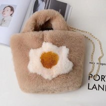 에코백 은창)로투스 플라워 퍼 미니 가방 숄더백 겨울 토트백