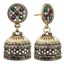 Bali Jhumka Jhumki Jhumki Brocade Crystals Mexico Gypsy Dangle Earrings Jewelry