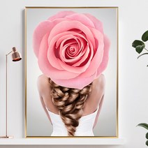 북유럽 꽃 여인 여자 추상화 그림 모던 감성 미용실 카페 매장 인테리어 소품 액자, 유광골드, 핑크픽 백페이스