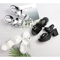 힐슈빌 7cm 여성용 우레탄 가보시 통굽 벨크로 샌들 에바