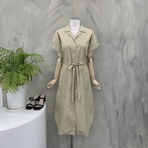 행복여[신상무배]카브라 소매 양 포켓 오픈 카라 바스락 셔츠 원피스