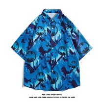 Z3JC 하와이 커플 반팔 셔츠 루즈핏 빈티지 얇은 플라워 셔츠 남