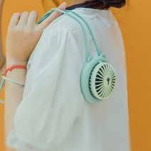 TEELINE usb 충전식 접이식 책상 선풍기 휴대용 미니 선풍기 귀여운 목에 달린 작은 선풍기, 녹색, 한개옵션1
