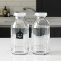 밀크홀 카페 굿즈 유리 미니 우유병 330ml 집들이 간장병 자취방 소스 원룸, 1개, 화이트