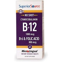 슈프리어 소스 B12 B6 엽산 멀티비타민 Superior Source Folic Acid Multivitamin 60정