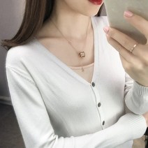 따봉오빠 여성 슬림핏 무지 올 매치 데일리 가디건 화이트(DB271)