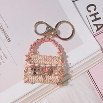 새로운 가방 모형 열쇠고리 아이디어 diy 한일 패키지 액세서리 액세서리 선물 밍크 수술 패션, 리본-핑크