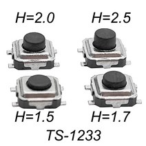 초소형 촉각 푸시 버튼 스위치 SMD 마이크로 순간 PCB 장착 블랙 50 개 100 3X3X1.5 1.7 2/2mm, [04] H 2.5mm, [02] 100pieces