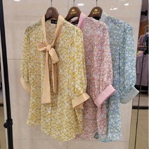 이랜드 [엠벨라][엠벨라 울산점 여름 블라우스 21년 리본 어깨 셔링 반팔