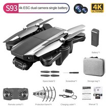 에어로쿼드드론 전동 헬기 드론 RC 헬기 키덜트 플라잉볼 2022 new s93 drone 4k hd 카메라 wifi fpv esc 항공 사진 rc quadcopter flow, 블랙 듀얼4k 1b