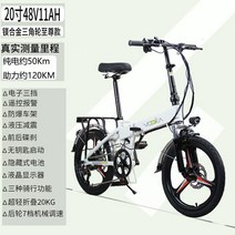 접이식 전기 자전거 출퇴근 휴대용 배달용 전동 배터리 배달 경량, 20인치 48V 11Ah 화이트