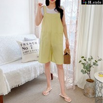 에이치스타일 [H스타일](DK)삐삐린넨멜빵반바지