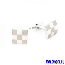 Foryou3378 바둑판 실버 커프스 버튼 정장소품 넥타이핀 커프링크스 남자악세서리