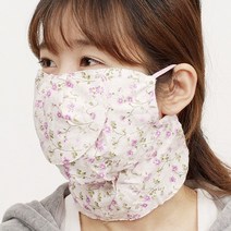 크로바 안면 볼 먼지 자외선 차단 마스크, 꽃무늬(분홍), 크로바마스크-안면타입