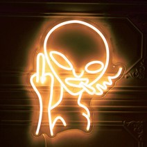 LED 네온 사인 흡연 외계인 디자인 개성 녹색 가정 게임방 키즈 룸 침실용, 04 warm
