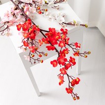 유니크 매화 가지 90cm 조화 꽃 인테리어 장식 소품 플트 봄맞이 FAIAFT, 화이트